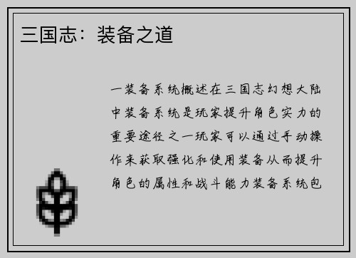三国志：装备之道
